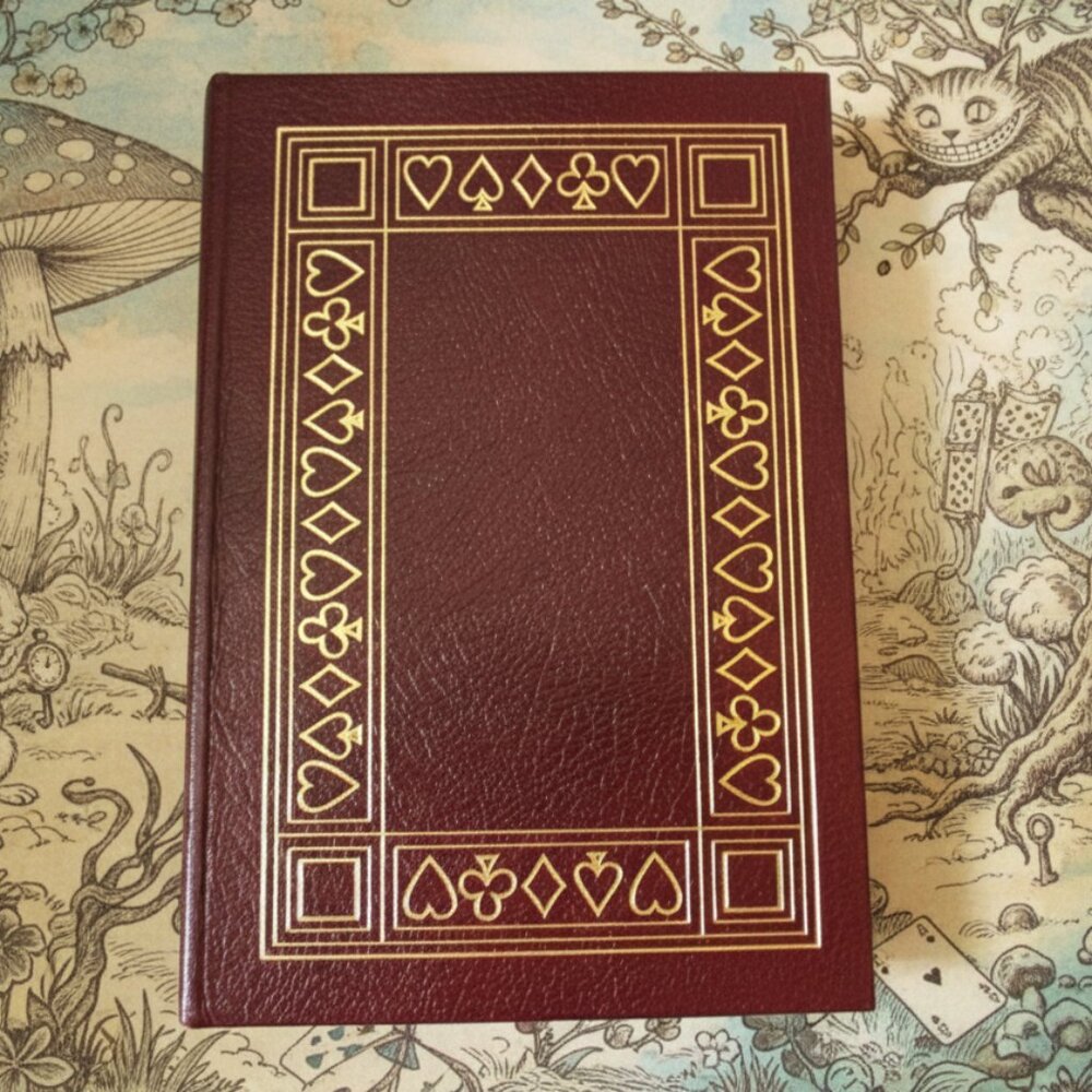 VINTAGE Easton Press Alice in Wonderland 1977 Red Leather Gold Playing Card Book